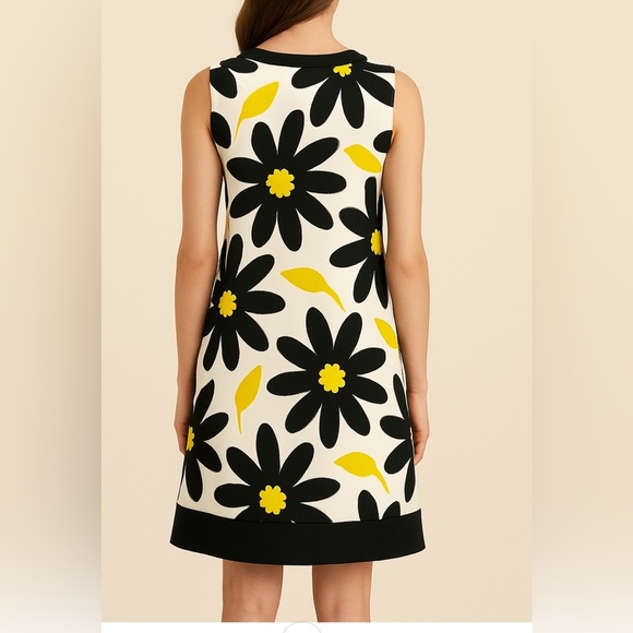 London Times Floral Sleeveless Dress - Black white and yellow sz 6, #18 - Picture 2 of 2